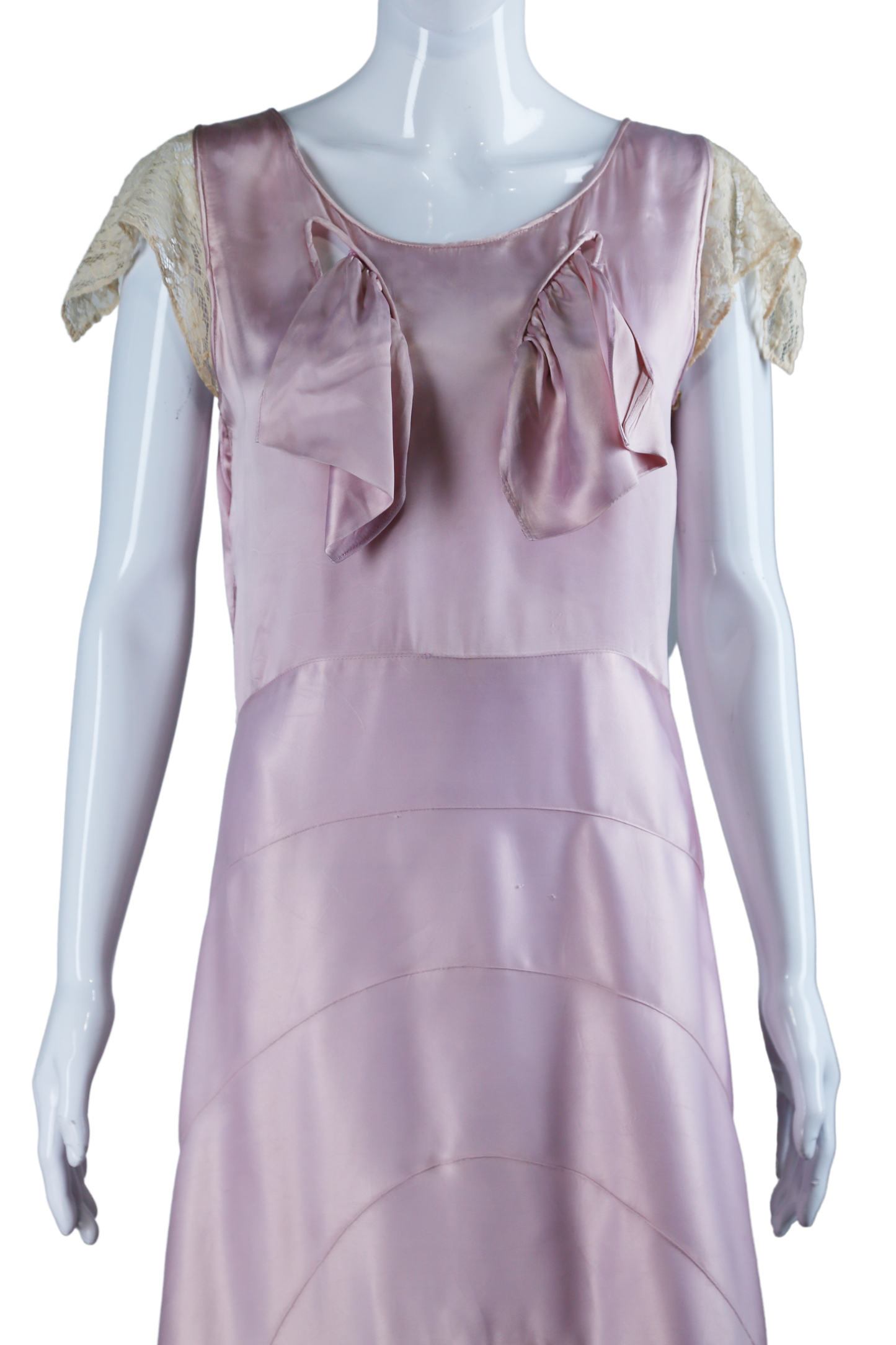 Pastel Satin + Lace Cut-Out Dress