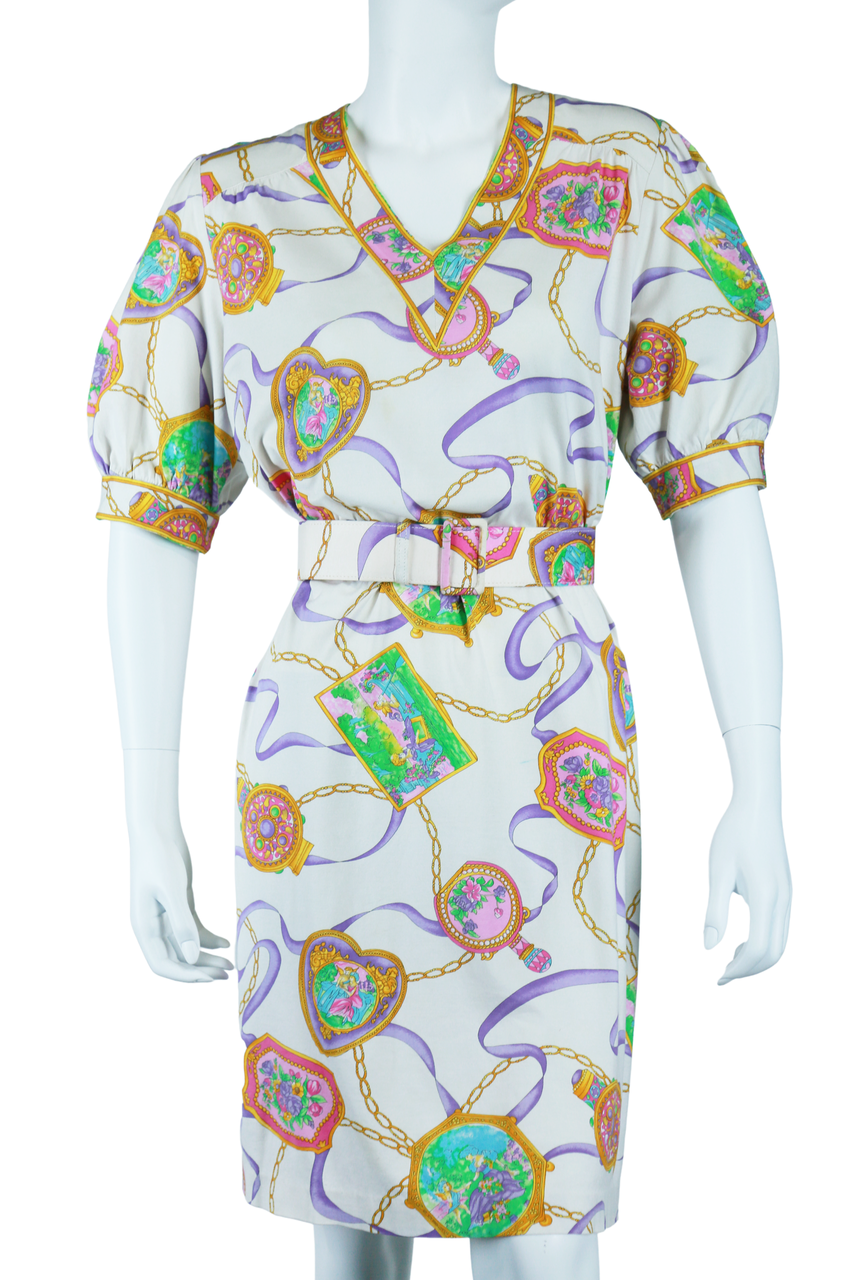 Perfume Bottle Print Day Dress