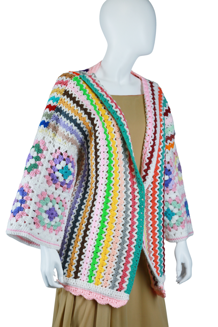 Rainbow Crochet + Granny Square Cardigan