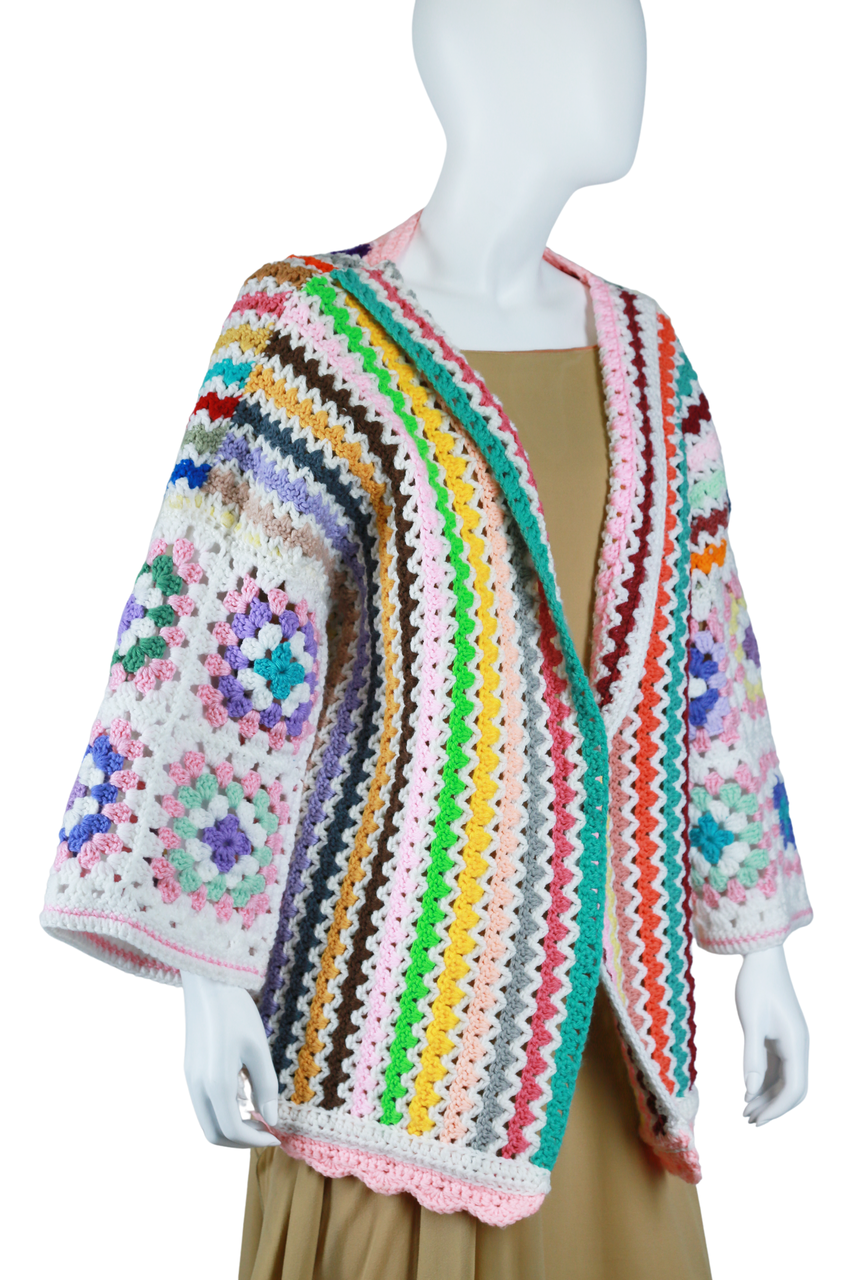 Rainbow Crochet + Granny Square Cardigan