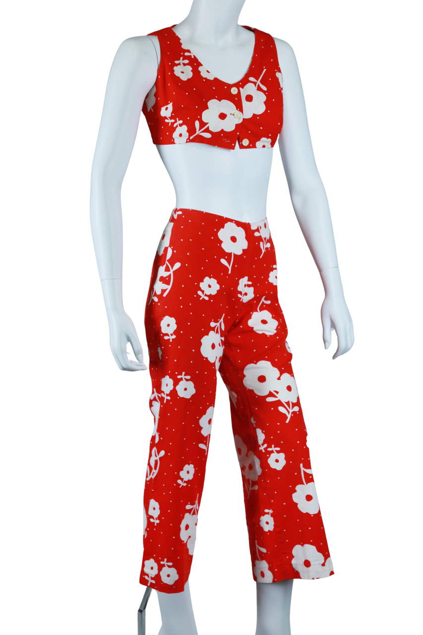 POP Graphic Floral Cigarette Pants + Bra Top