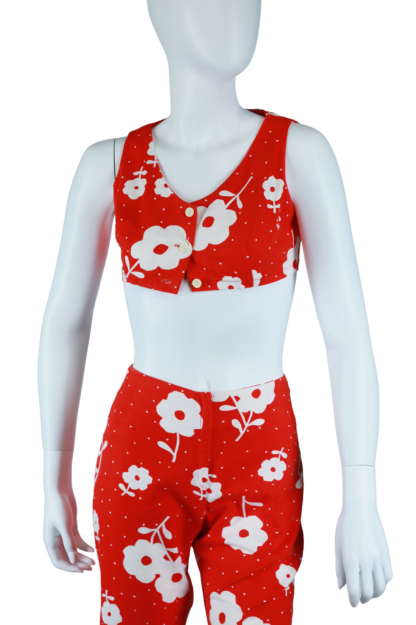 POP Graphic Floral Cigarette Pants + Bra Top