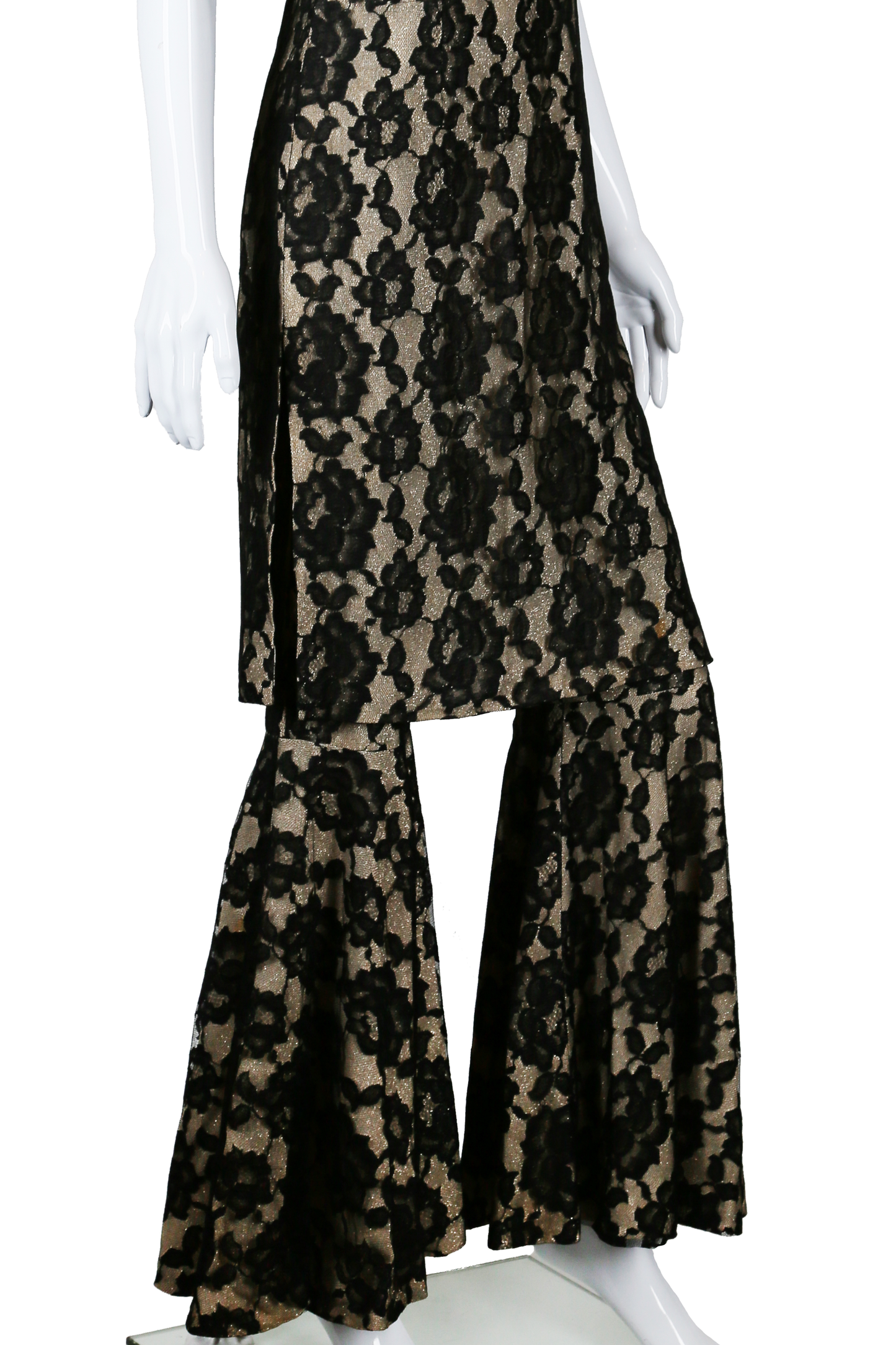 Lilli Diamond Lace and Lamé Bell Bottoms Set - Embers / Cinders Vintage