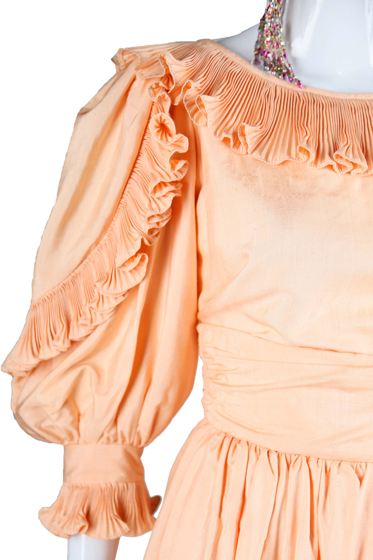 Silk Pastel Peach Accordion Pleat Set by Andrea Wilkin - Embers / Cinders Vintage