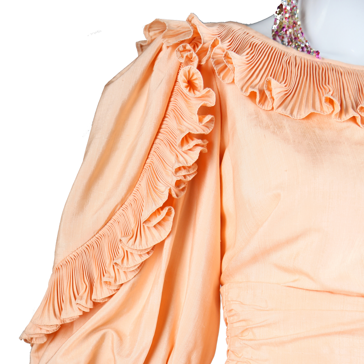 Silk Pastel Peach Accordion Pleat Set by Andrea Wilkin - Embers / Cinders Vintage